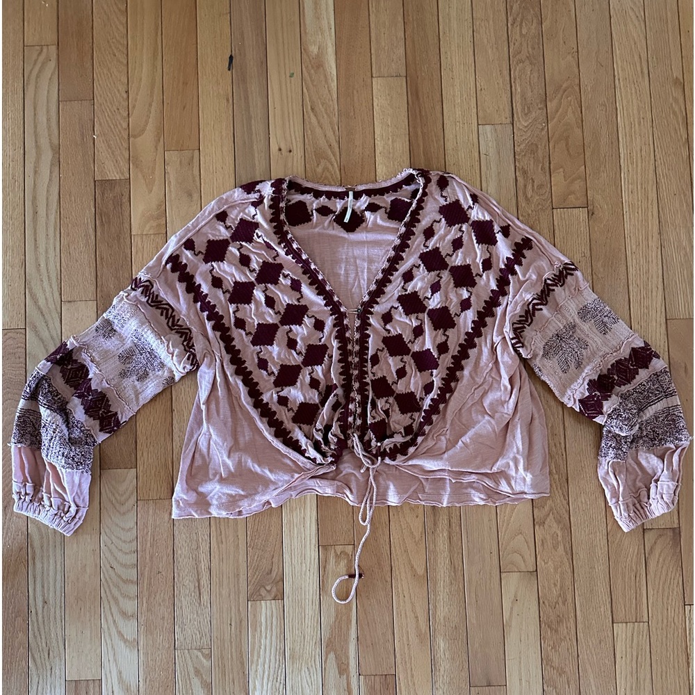 Free People Pink Boho Long Sleeve top - Sz S